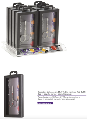 Stainless steel and decorated cuticle and nail scissors. All Over line. Size: 9 cm - 3.5". Kalindra cutlery.