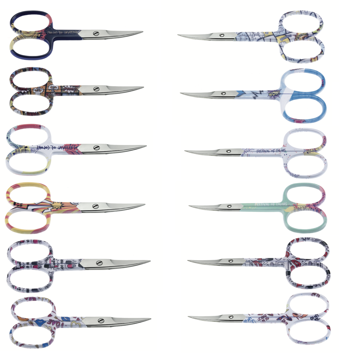 Stainless steel scissors for skin and nails Fantasy 9 cm - 3.5". X-Care Color Plus Line. Kalindra cutlery