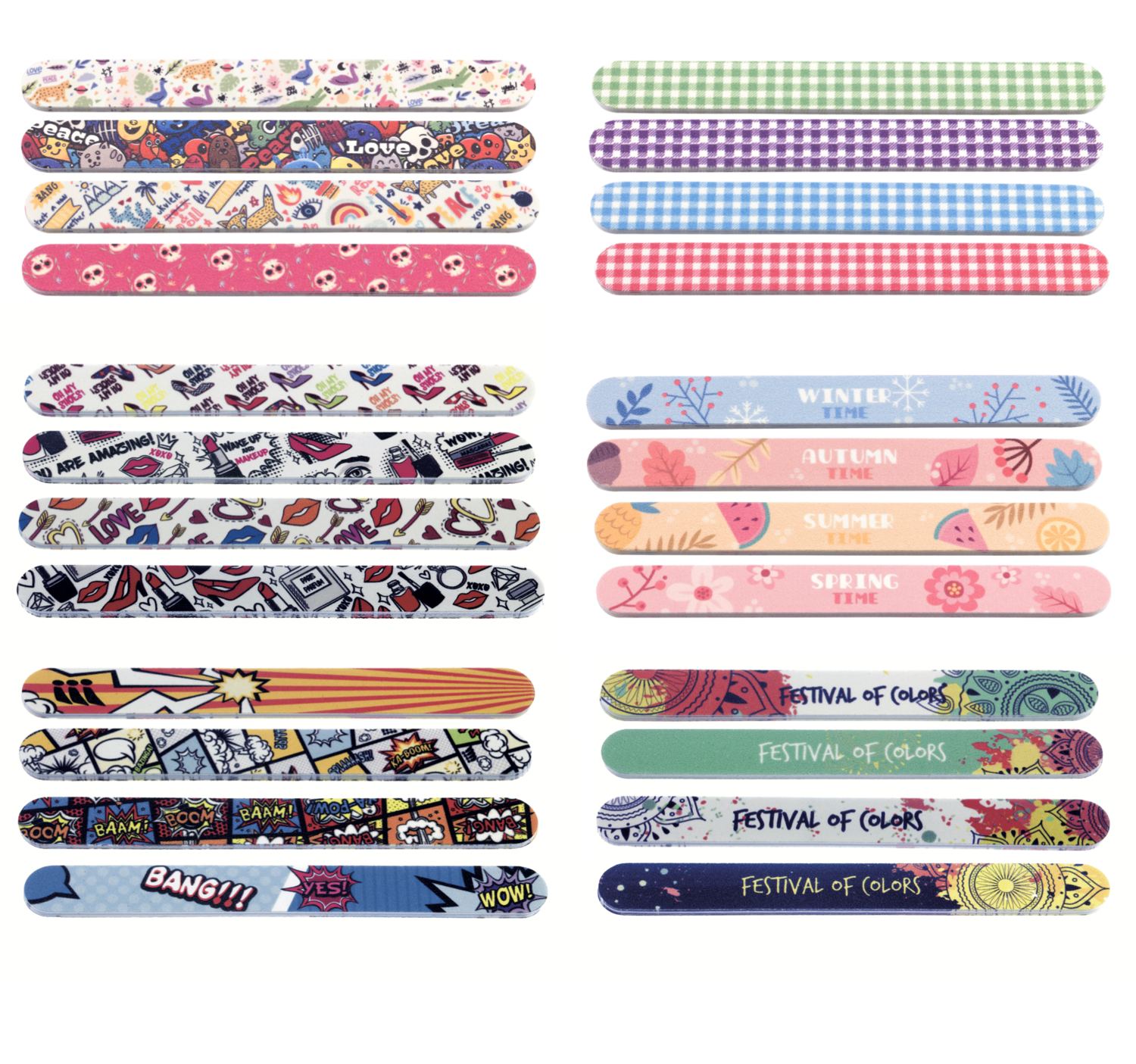 Nail file 150/240 assorted decorations. Kalindra cutlery