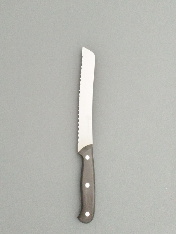 KALINDRA | Due Buoi – Professional Serrated Knife for Bread and Pastry. 20 cm Stainless Steel Blade, Black Handle
