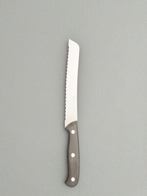 KALINDRA | Due Buoi – Professional Serrated Knife for Bread and Pastry. 20 cm Stainless Steel Blade, Black Handle