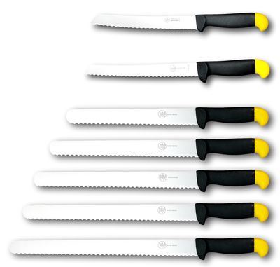 KALINDRA | Due Buoi – Professional Serrated Knife for Bread and Pastry. Stainless Steel Blade and Black Handle