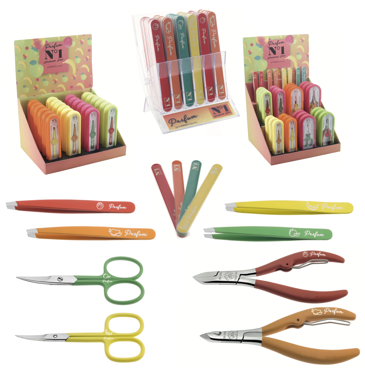 Parfum n° 1. Colored and scented manicure and pedicure tools. Kalindra cutlery