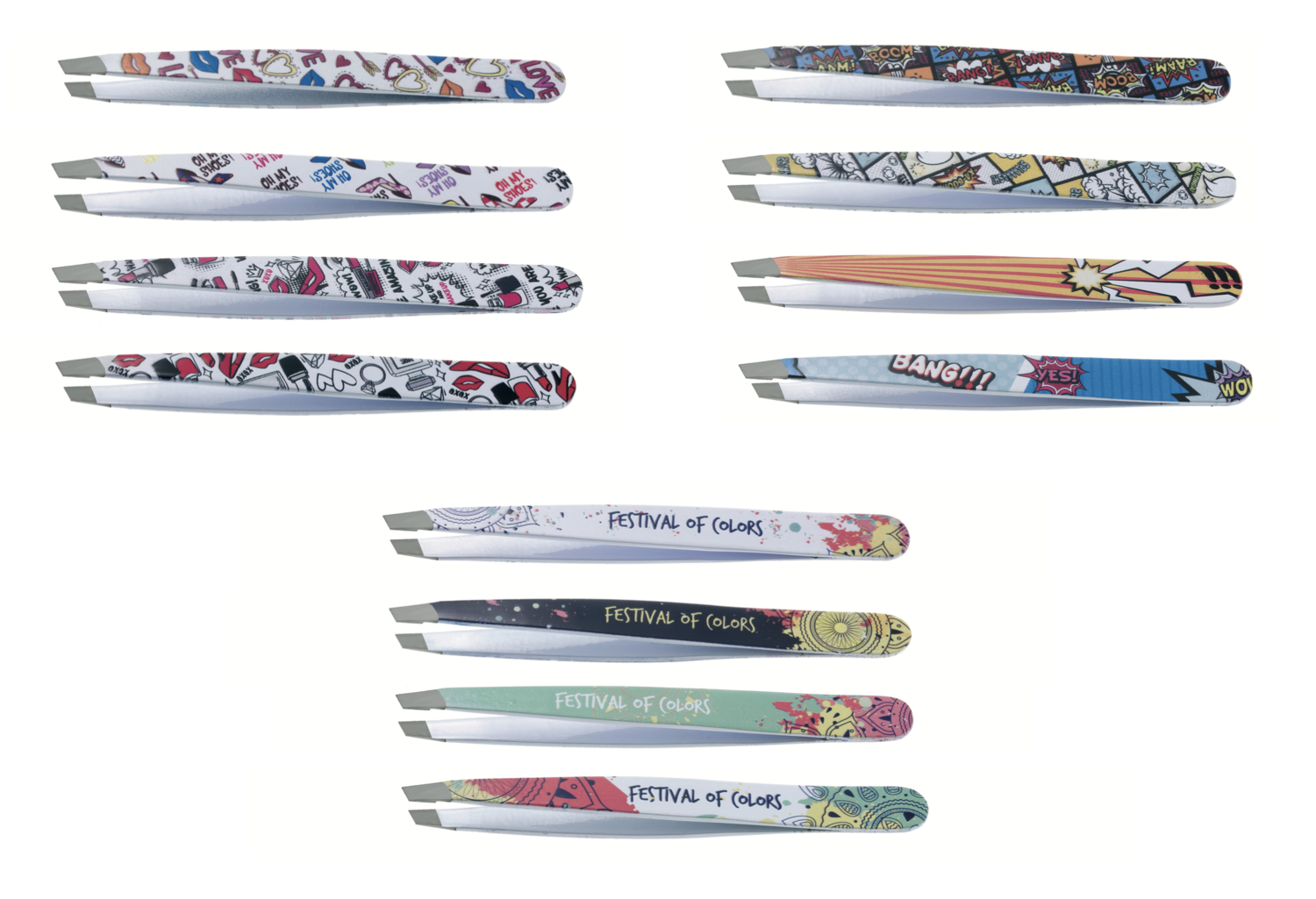 INOX OBLIQUE Tweezers. Fantasy decoration from the X Care Color Plus + line. cm 9.5 / 3.74"