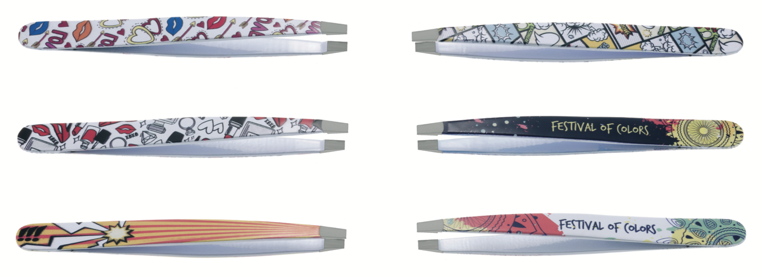 INOX Straight Tweezers. Fantasy decoration from the X Care Color Plus + line. 9.5 cm / 3.74"