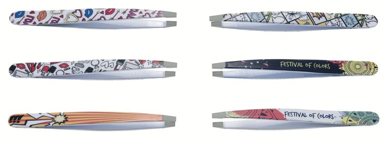 INOX Straight Tweezers. Fantasy decoration from the X Care Color Plus + line. 9.5 cm / 3.74"