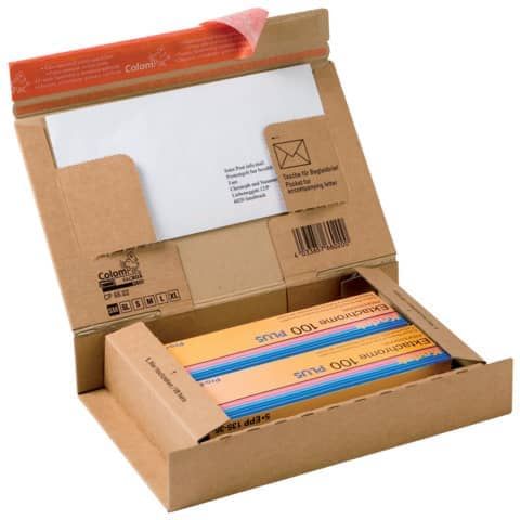 Scatola con tasca interna ColomPac in cartone ondulato f.to 26,2x16,5x5 cm avana - CP066.02