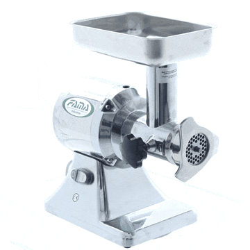 KALINDRA | FAMA. TS12. Hachoir à viande professionnel avec ouverture de 70 mm. Disponible en 8 versions en acier inoxydable et en aluminium.