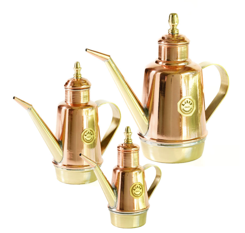KALINDRA | Lilly. NAPOLETANA. Copper and brass oil dispenser with capacities from 250 ml to 1.5 liters