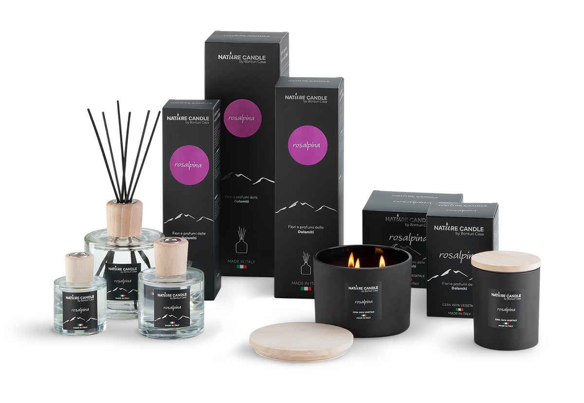 KALINDRA | B Casa. Candles, 100% natural. Dolomites Line: Rosalpina