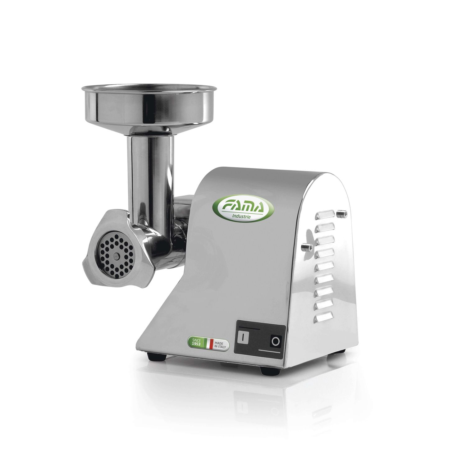 KALINDRA | FAMA. TI8. Professional meat grinder with 60 mm mouth. 4 solutions available in Stainless Steel and Aluminum