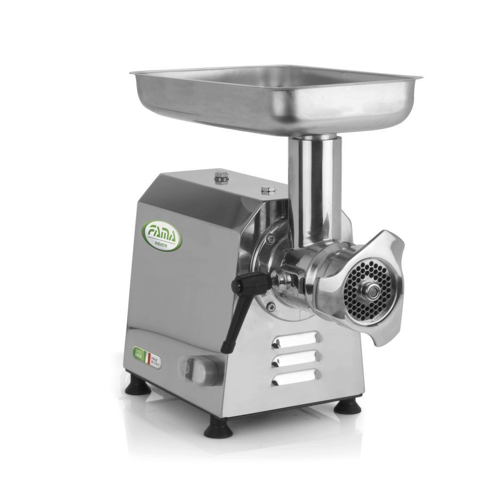 KALINDRA | FAMA. TI22. Professional meat grinder, coated and ventilated with an 82 mm mouth. 8 solutions available in Stainless Steel and Aluminum