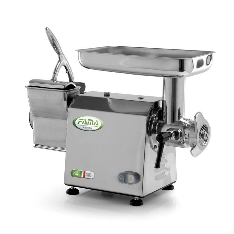 KALINDRA | FAMA. TGI12. Professioneller Fleischwolf und Reibe mit 70 mm Einfüllöffnung. 8 Lösungen verfügbar in Edelstahl und Aluminium