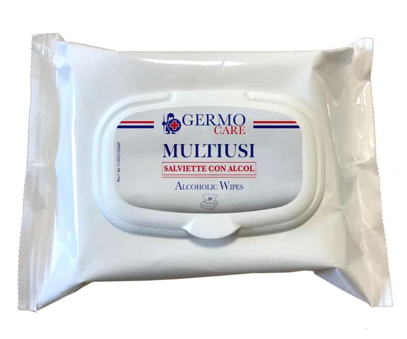 KALINDRA | Germo. Lingette désinfectante et nettoyante multi-usage pour les mains. 20 pièces