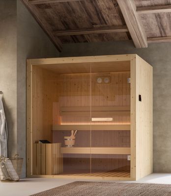 BLUEFARM | Glass. Nuvola Open: the Finnish sauna combined with the infrared bio-sauna BLUEFARM | Glass. Nuvola Open: the Finnish sauna combined with the infrared bio-sauna