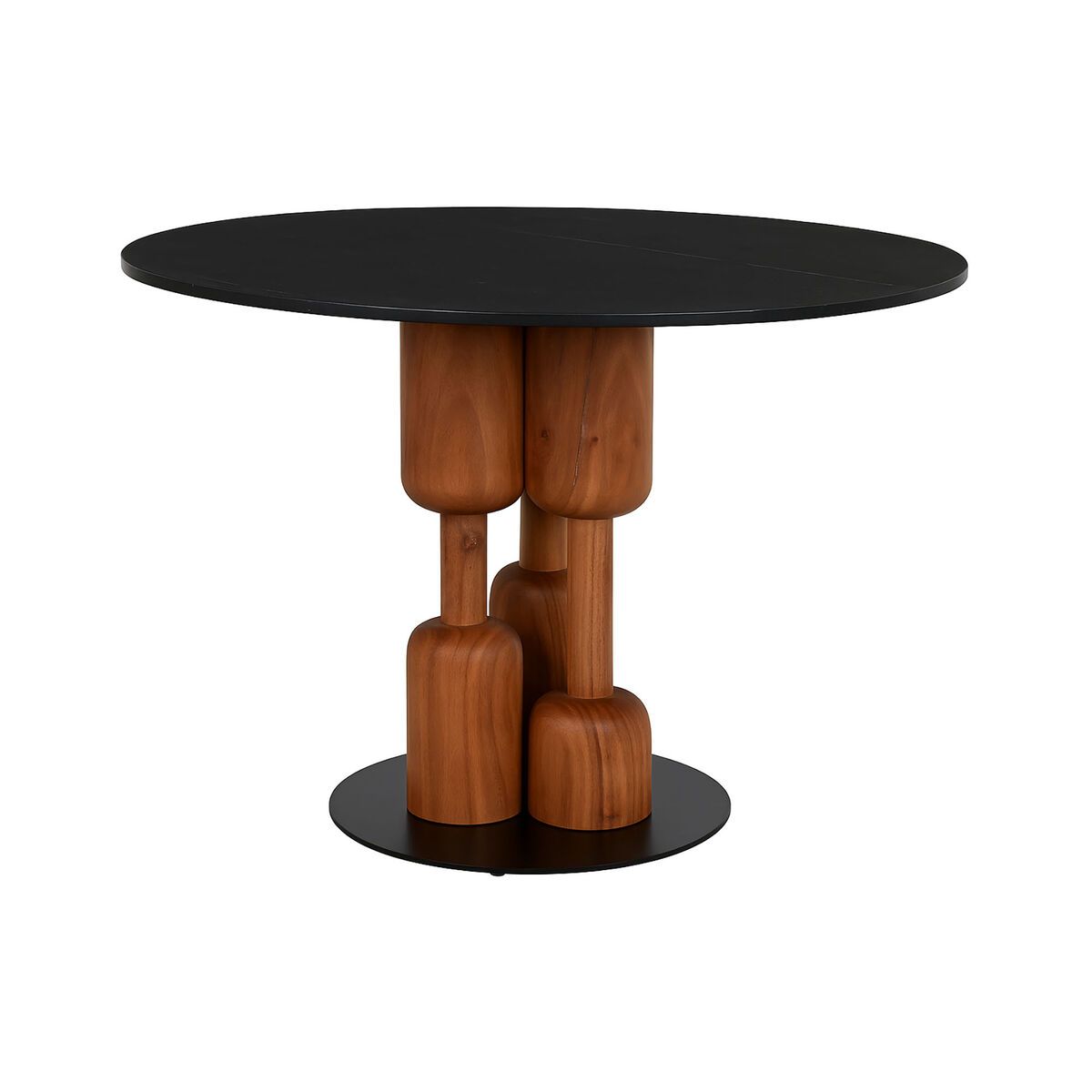 KALINDRA | BB. Dining Table Home ESPRIT Black Natural Marble Acacia 106 x 106 x 76 cm