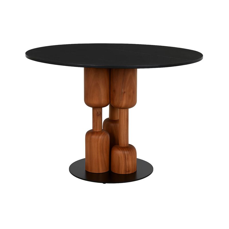 KALINDRA | BB. Dining Table Home ESPRIT Black Natural Marble Acacia 106 x 106 x 76 cm