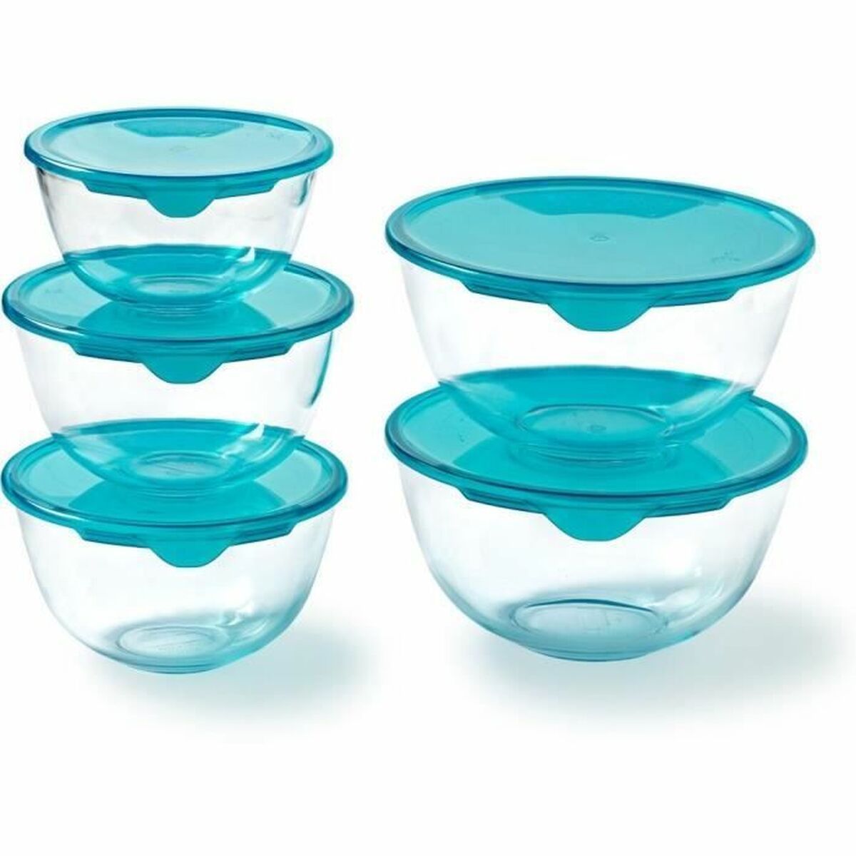 KALINDRA | BB. Set of lunch boxes Pyrex Transparent Turquoise 5 Pieces