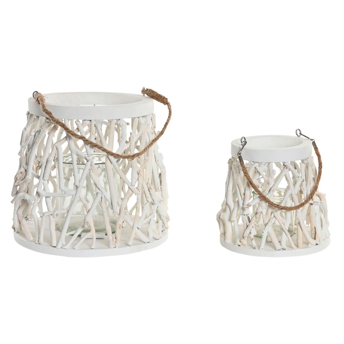 KALINDRA | BB. Candleholder Home ESPRIT White Wood Crystal 35 x 35 x 32 cm (2 Units)