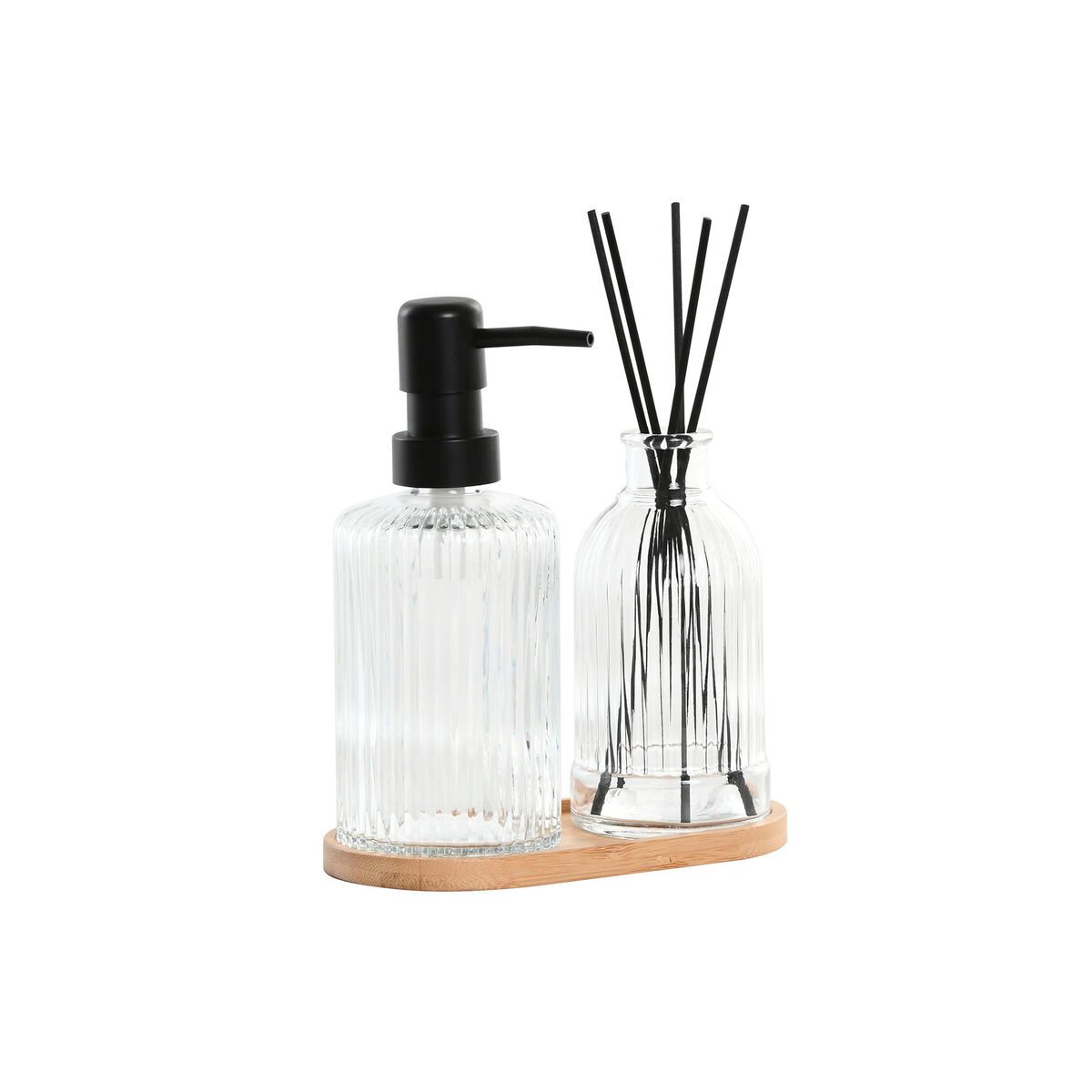 KALINDRA | BB. Bath Set Home ESPRIT Black Transparent Bamboo Crystal Modern 3 Pieces