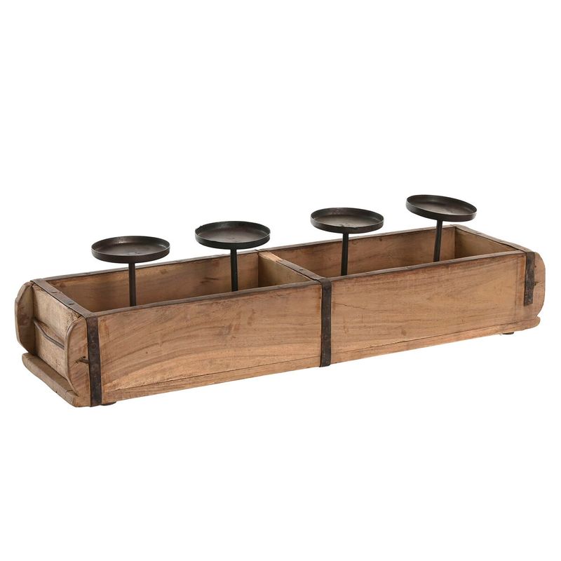 KALINDRA | BB. Bougeoir Home ESPRIT Naturel Fer Teck 60 x 15 x 14 cm