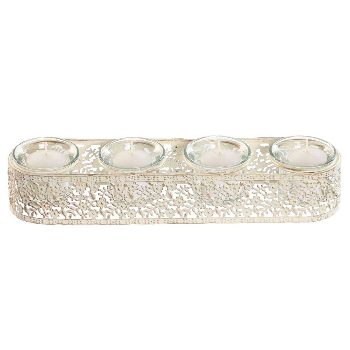 KALINDRA | BB. Candleholder Home ESPRIT Cream Metal Crystal 31 x 7 x 5 cm