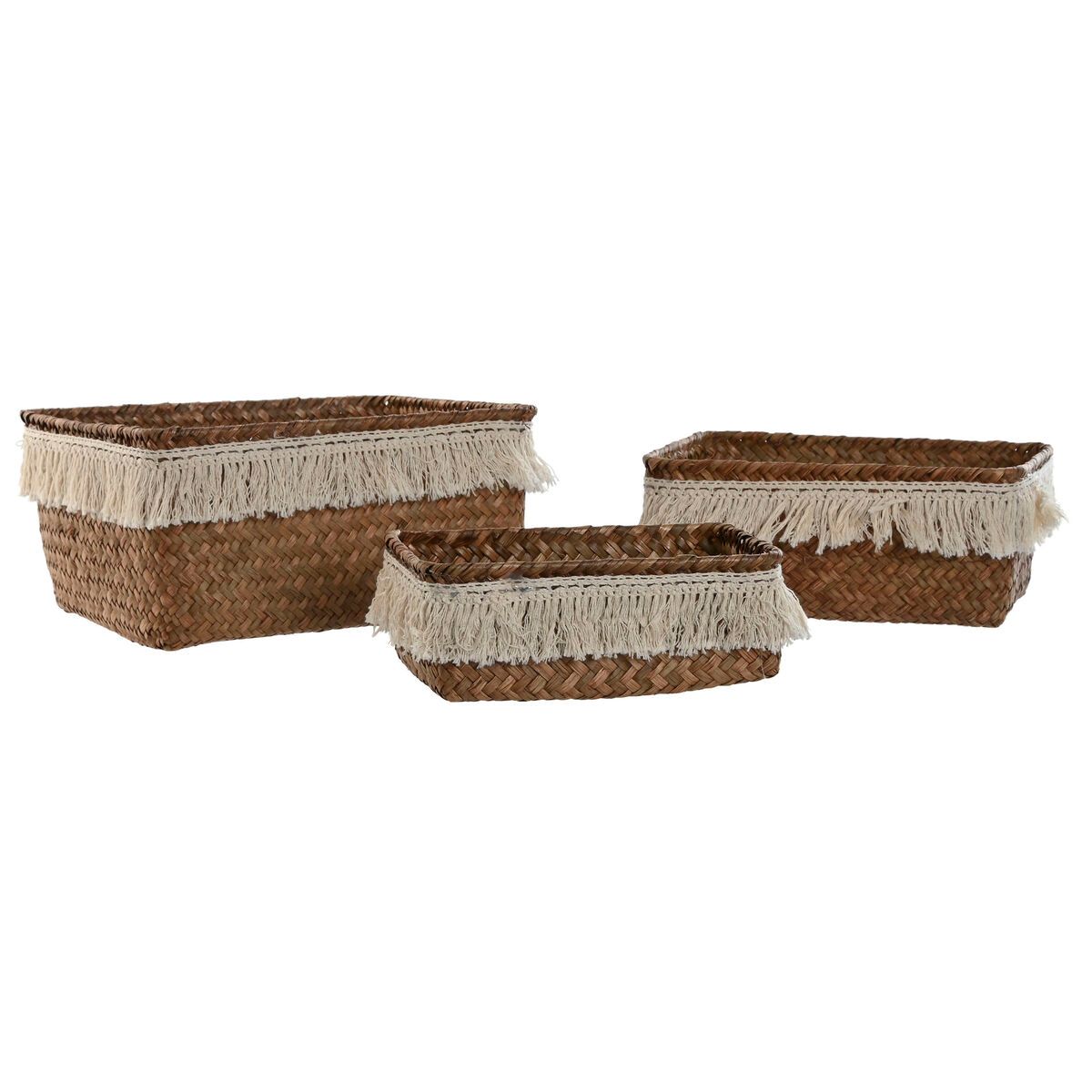 KALINDRA | BB. Basket set Home ESPRIT Natural Fibre Boho Worn 23 x 17 x 10 cm