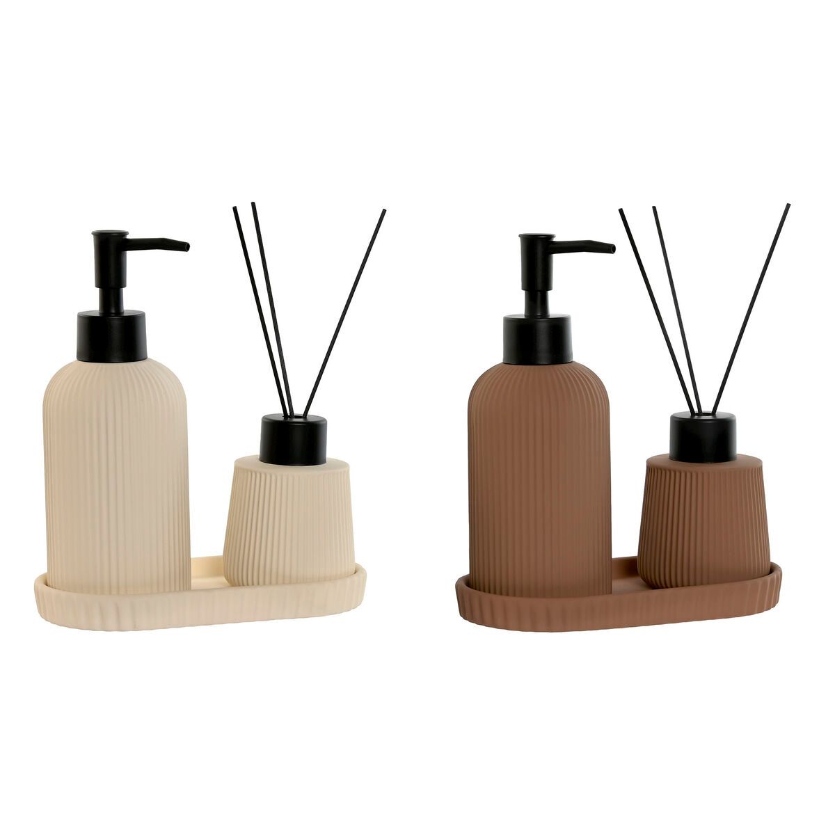 KALINDRA | BB. Bath Set Home ESPRIT Cream Terracotta ABS Dolomite 17 x 9 x 2 cm 3 Pieces (2 Units)