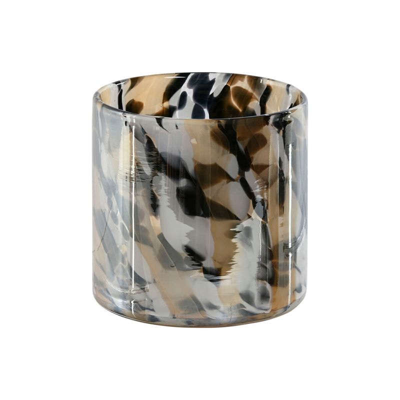 KALINDRA | BB. Bougeoir Home ESPRIT Noir Crème Verre 12 x 12 x 11,5 cm