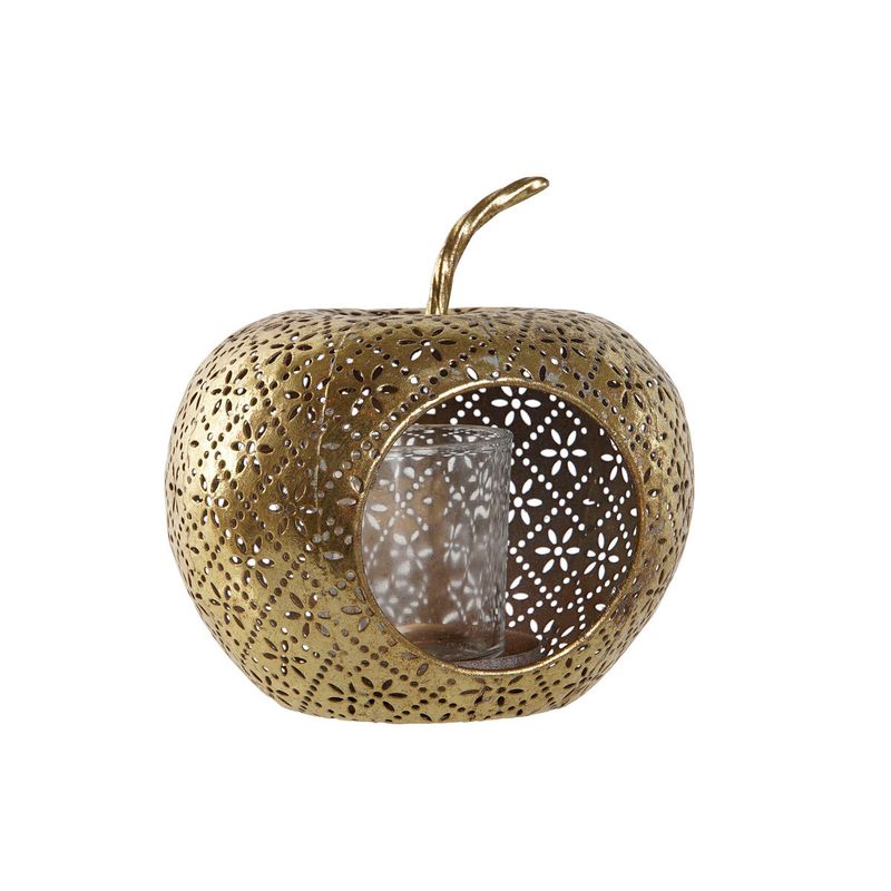 KALINDRA | BB. Bougeoir Home ESPRIT Doré Métal Verre 14 x 14 x 13 cm