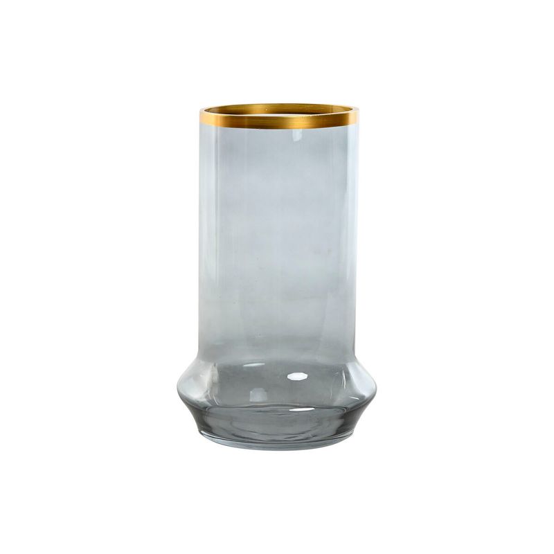 KALINDRA | BB. Bougeoir Home ESPRIT Bleu Doré Verre 17 x 17 x 28 cm