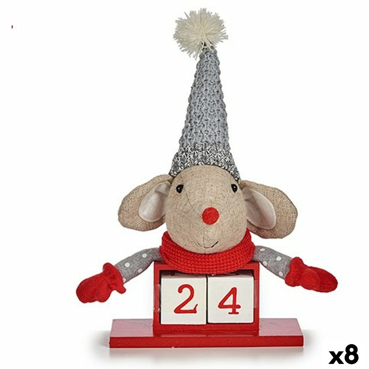 KALINDRA | BB. Christmas bauble Krist+ White Red Grey Cream Mouse 20 x 11 x 20 cm Calendar (8 Units)