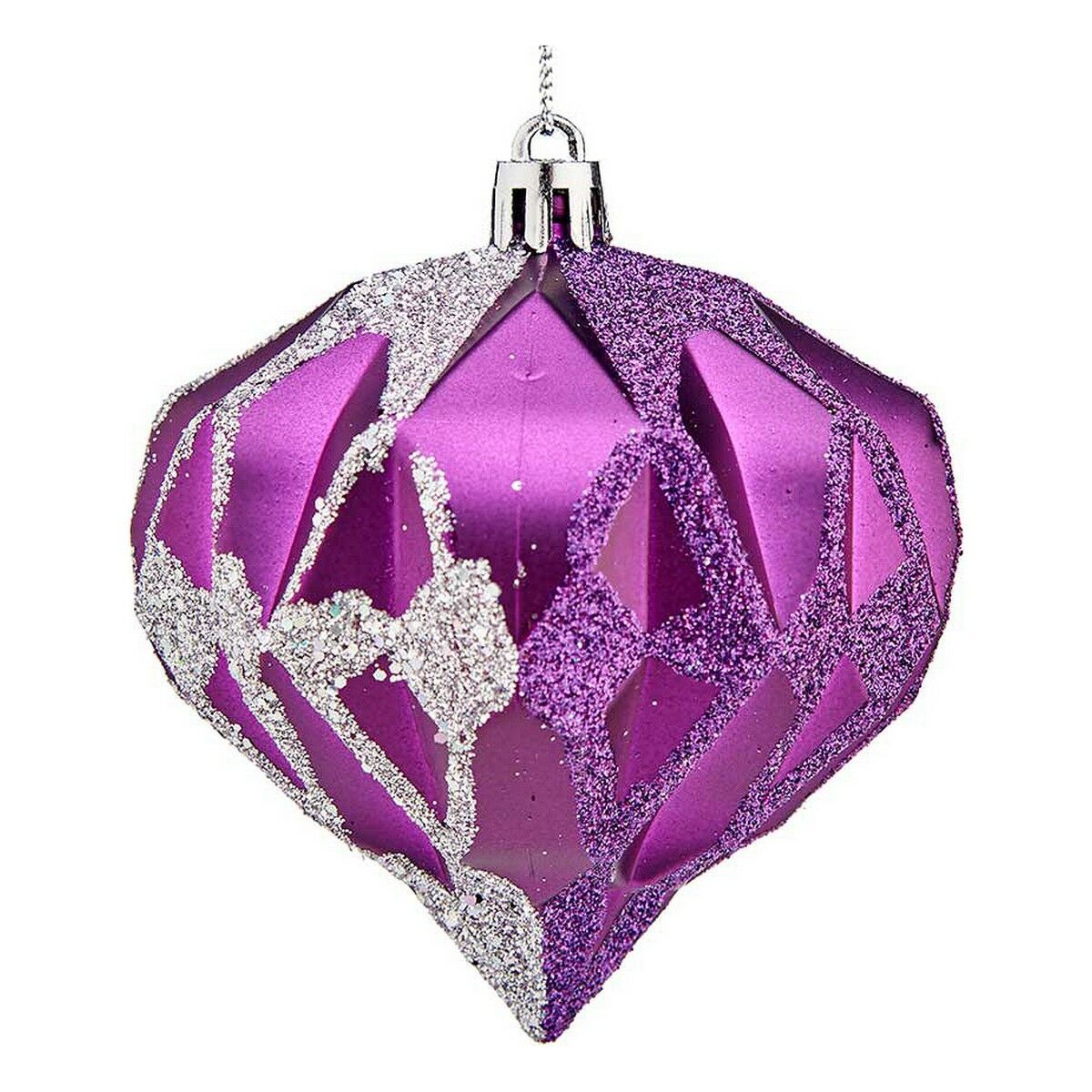 KALINDRA | BB. Christmas Baubles Krist+ Purple Silver Plastic Diamond Ø 8 cm 6 Units