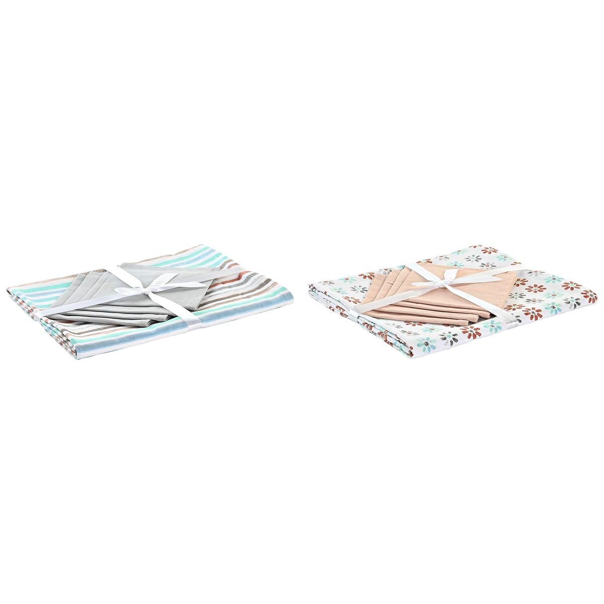 KALINDRA | BB. Tablecloth and napkins DKD Home Decor 2 Units 150 x 150 x 0,5 cm Grey Sky blue
