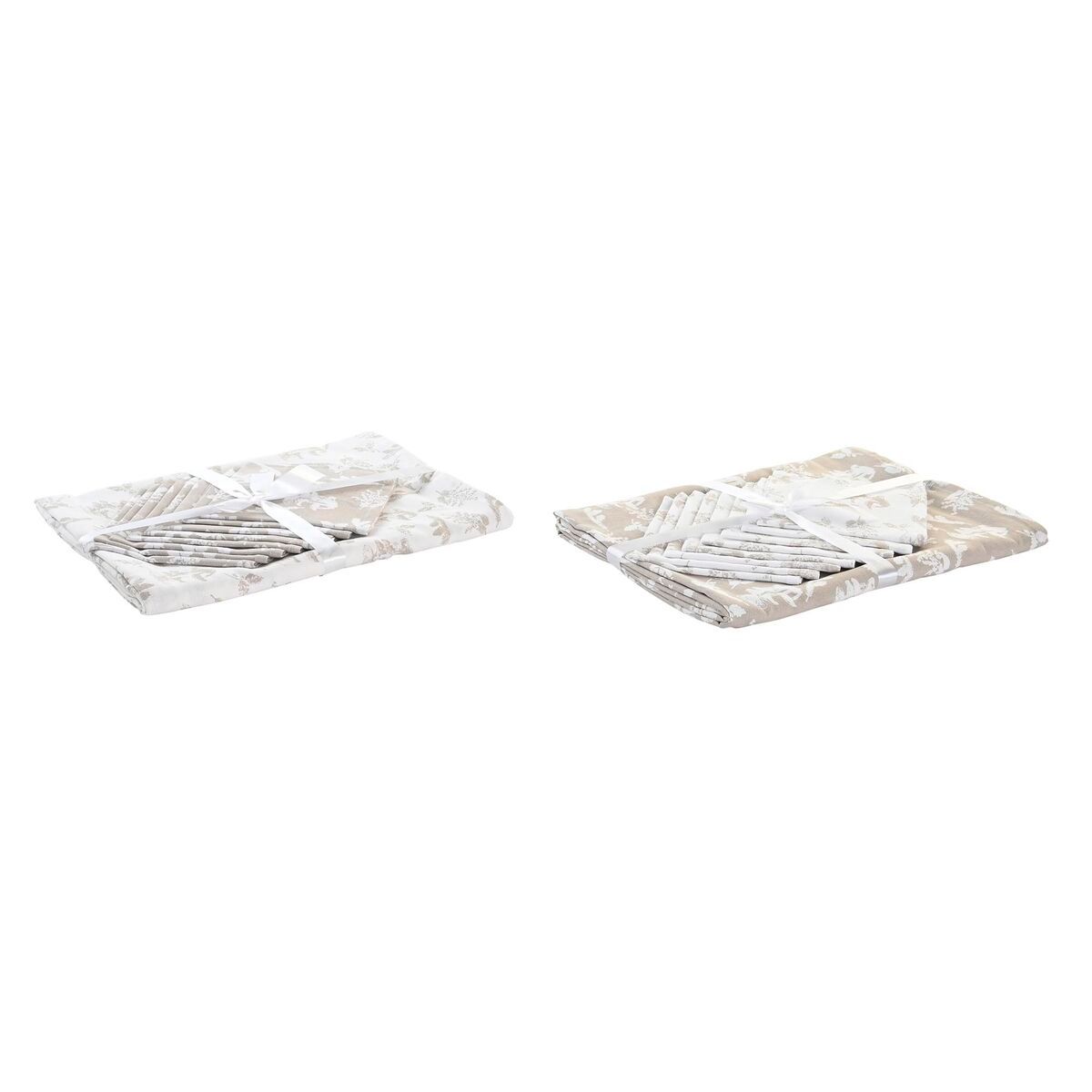 KALINDRA | BB. Tablecloth and napkins DKD Home Decor 9 Pieces 2 Units 150 x 250 x 0,5 cm Beige Pink White Green Light brown