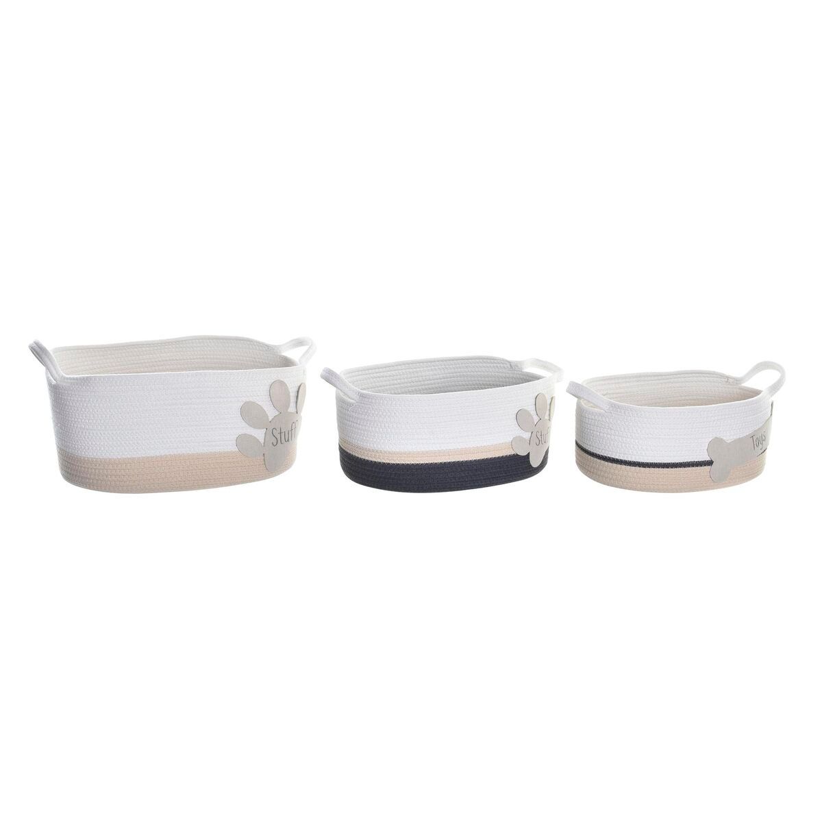 KALINDRA | BB. Basket set DKD Home Decor White Grey Cream 60 x 31 x 25 cm 3 Pieces