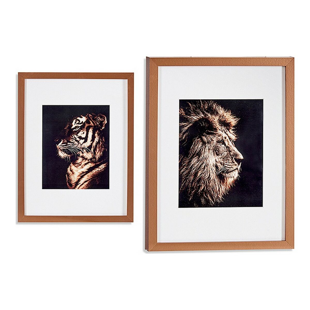 KALINDRA | BB. Painting Gift Decor Bronze Glass Particleboard Tiger Lion 33 x 3 x 43 cm 33 x 43 x 3 cm