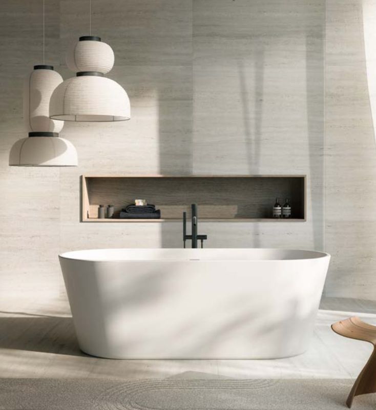 BLUELINE | Glass. Alchemy. Acrylic bathtub cm 168 x 80 x 58.5 h. Available in 2 colors