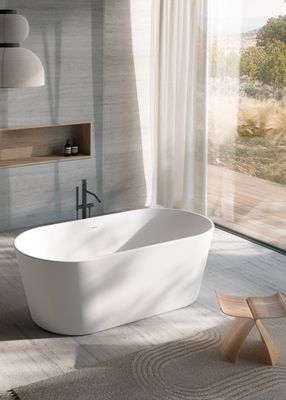 BLUELINE | Glass. Alchemy. Acrylic bathtub cm 168 x 80 x 58.5 h. Available in 2 colors