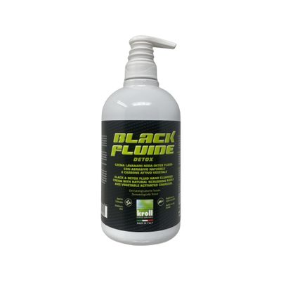KALINDRA | Kroll. Blackfluide. Black-detox fluid hand cream with natural abrasive and plant-based activated charcoal.