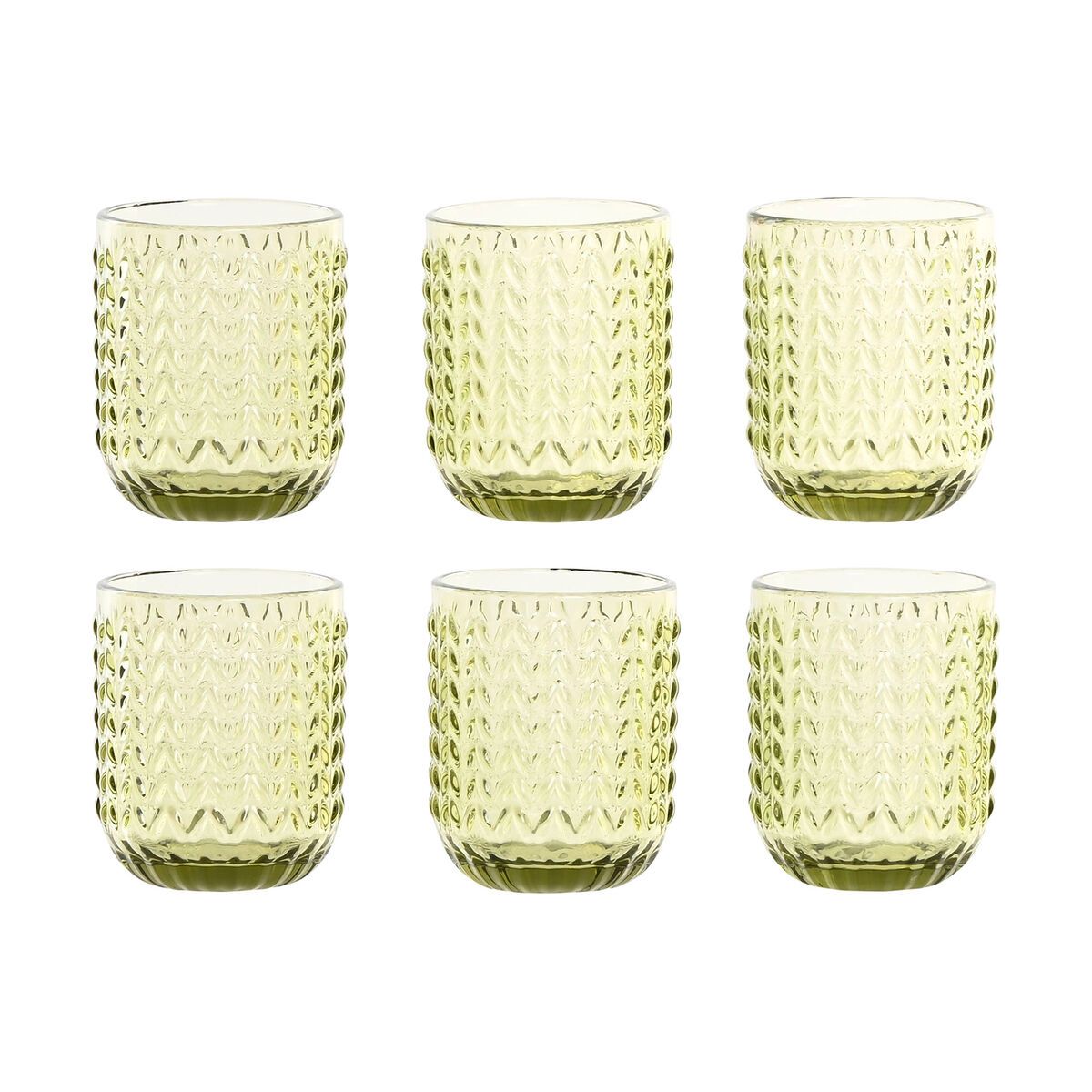 KALINDRA | BB. Set of glasses Home ESPRIT Green Crystal With relief 275 ml (6 Units)
