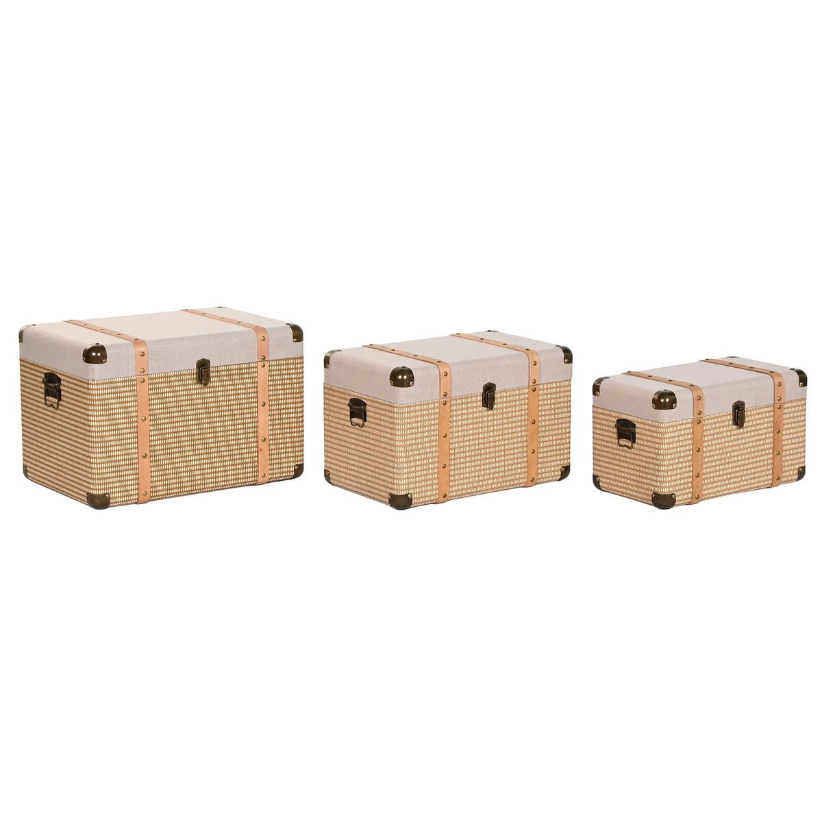 KALINDRA | BB. Set of Chests Home ESPRIT Natural Polyester Wood Traditional (3 Units)