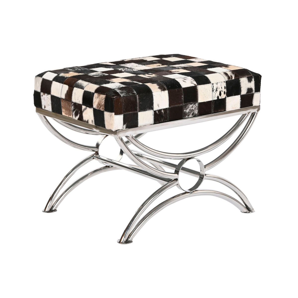 KALINDRA | BB. Bench DKD Home Decor Brown Cream Silver Dark brown Steel 53 x 40 x 43 cm