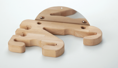 KALINDRA | Lilly. Universal wall-mounted wooden rack with stainless steel bracket. 4 slots