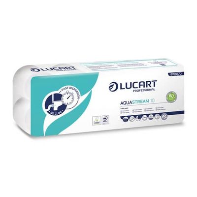 Carta igienica Aquastream in pura cellulosa 2 veli 200 strappi Lucart Professional conf. 10 rotoli - 811B67J