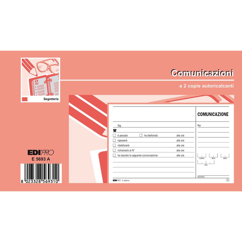 Blocco comunicazioni telefoniche - 50/50 fogli autoricalcanti - 9,9 x 17cm - Edipro EDIPRO Blocco comunicazioni telefoniche - 50/50 fogli autoricalcanti - 9,9 x 17cm - Edipro EDIPRO