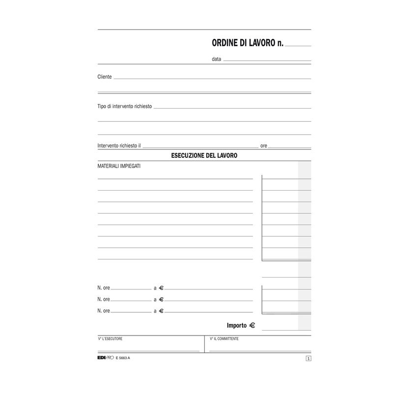 Blocco ordine di lavoro - 50 fogli 2 copie ricalcanti - 23 x 15cm - Edipro EDIPRO Blocco ordine di lavoro - 50 fogli 2 copie ricalcanti - 23 x 15cm - Edipro EDIPRO