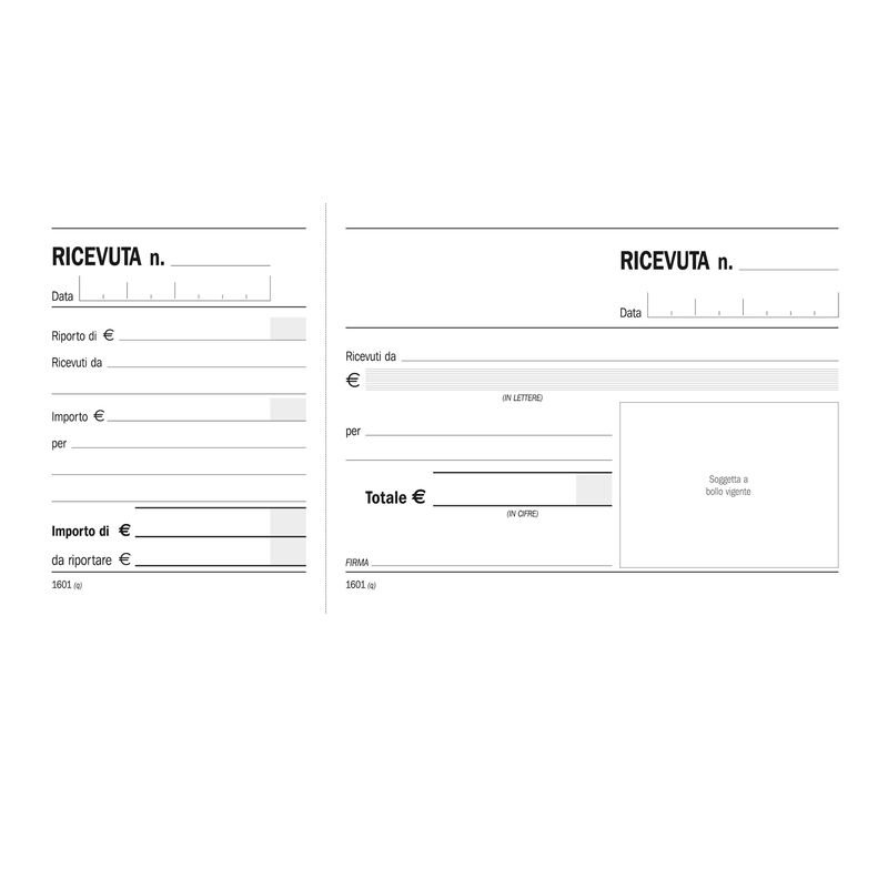 Blocco ricevute generiche madre figlia - 100 pagine - 10 x 21,5 cm - DU160100000 - Data Ufficio DATA UFFICIO