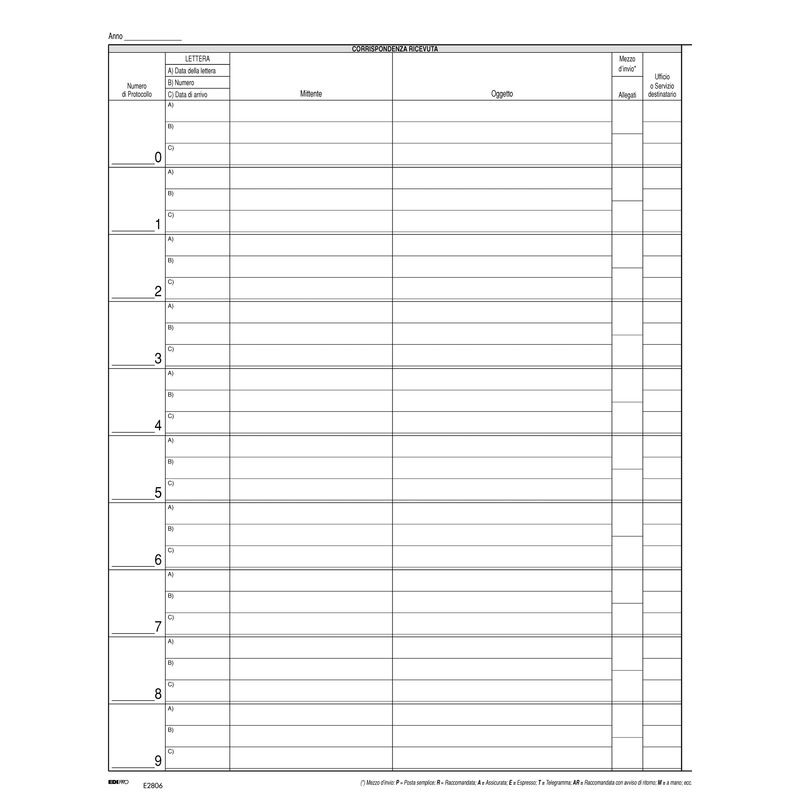 Registro corrispondenza arrivo/partenza - 31 x 24 cm - 50 fogli - Edipro EDIPRO Registro corrispondenza arrivo/partenza - 31 x 24 cm - 50 fogli - Edipro EDIPRO