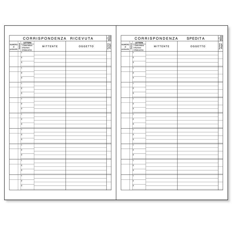 Registro protocollo lettere ricevute/spedite - uso mano - 21 x 31cm - 100 fogli - BM BM